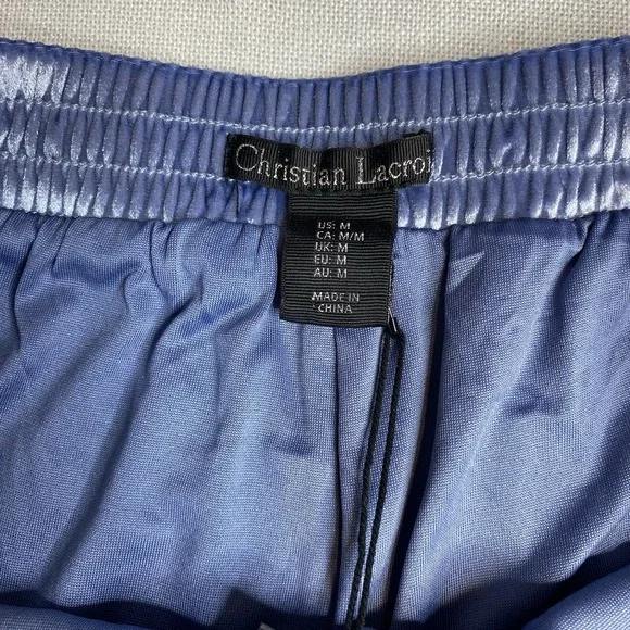 Christian Lacroix Medium Velour Wide Leg Pleated Pants Elastic Waist Light Blue - Picture 14 of 16